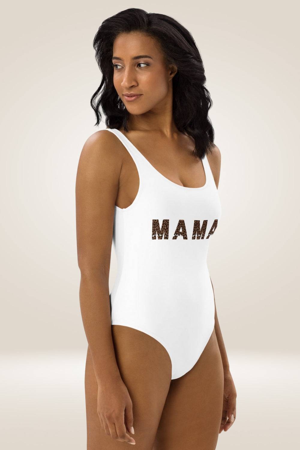Leopard Print Mama White One Piece Swimsuit - TGC Boutique - One Piece Swimsuit