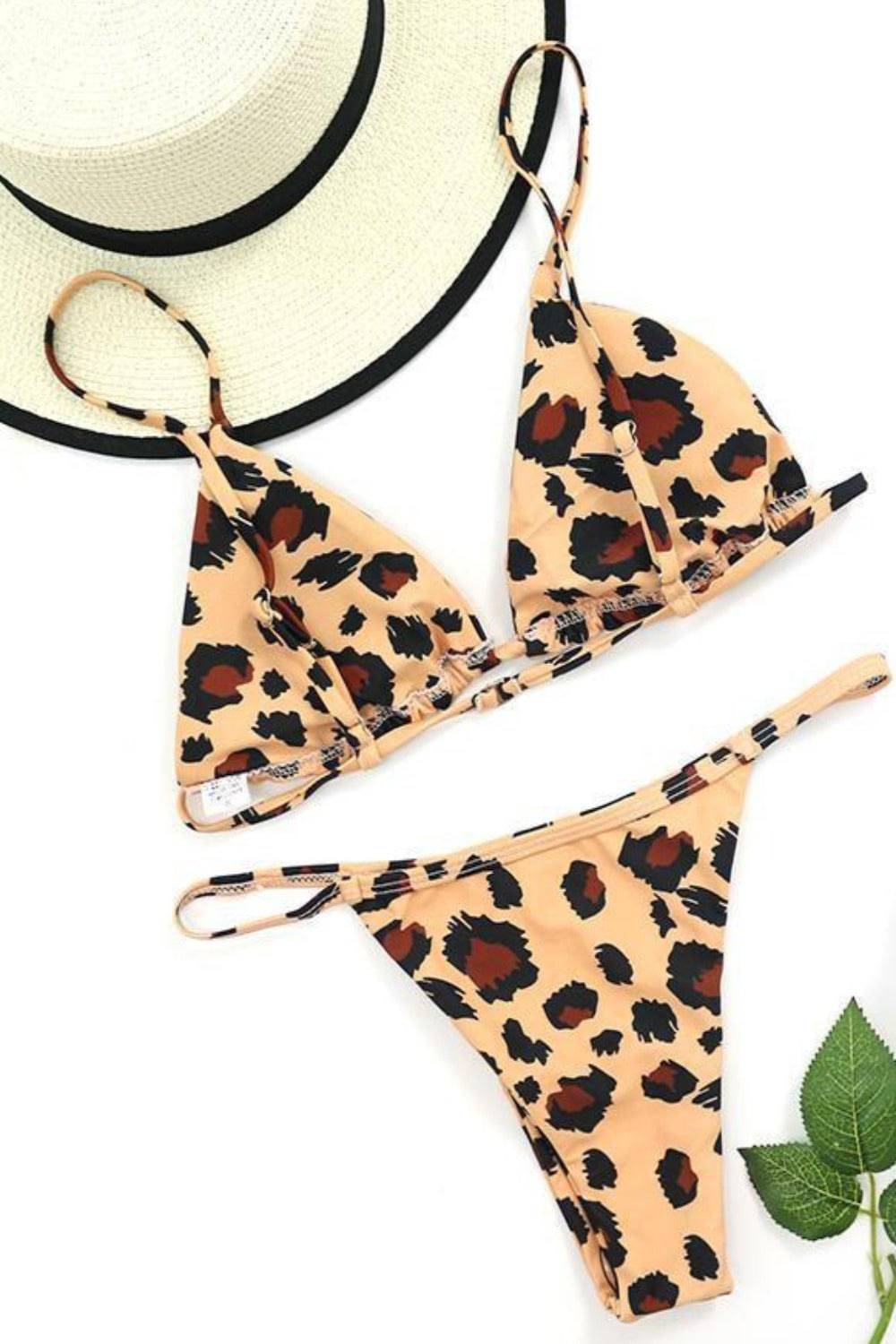 Leopard Print Thong Bikini Swimsuit