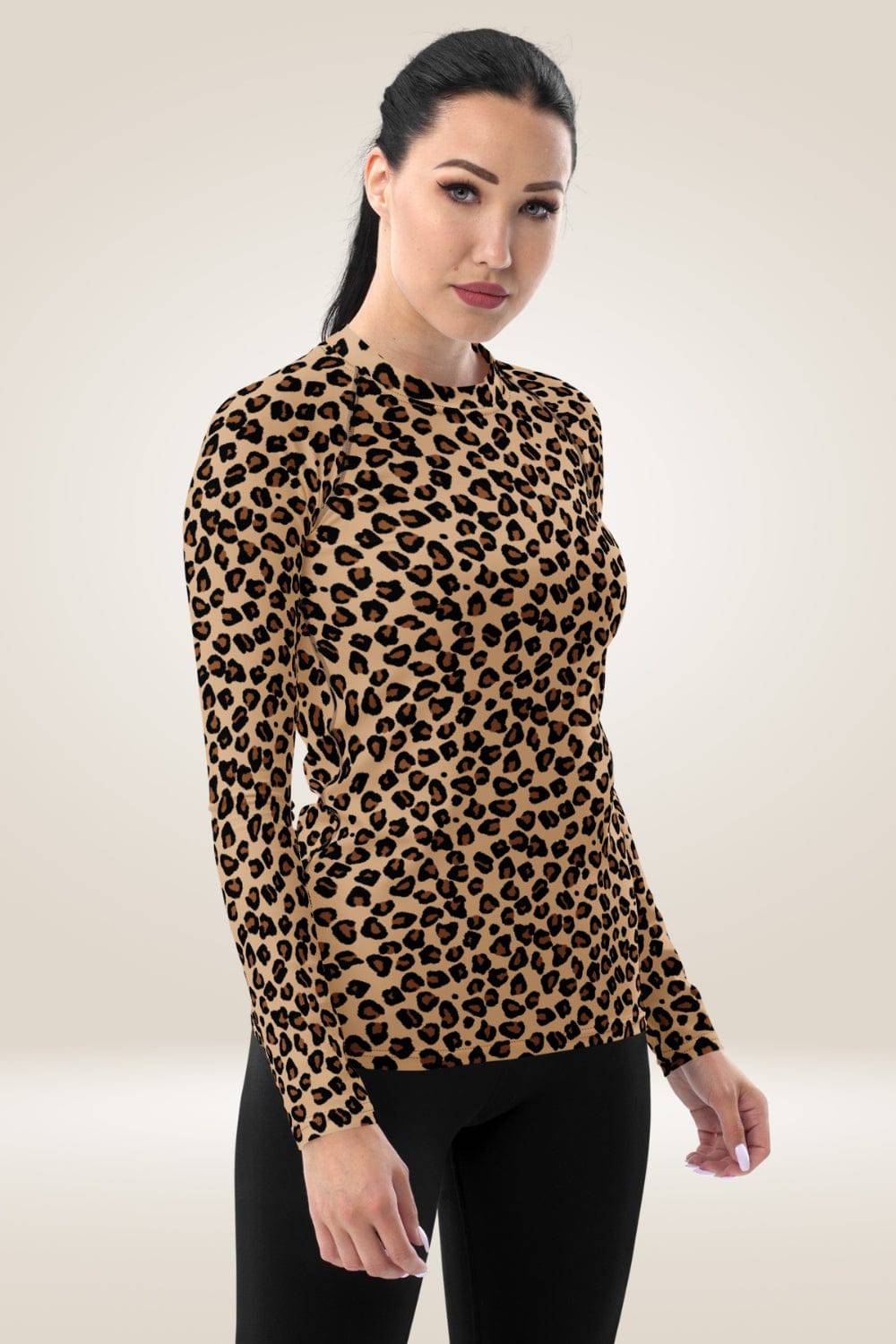 Leopard Print Rash Guard Long Sleeve Top - TGC Boutique - Top