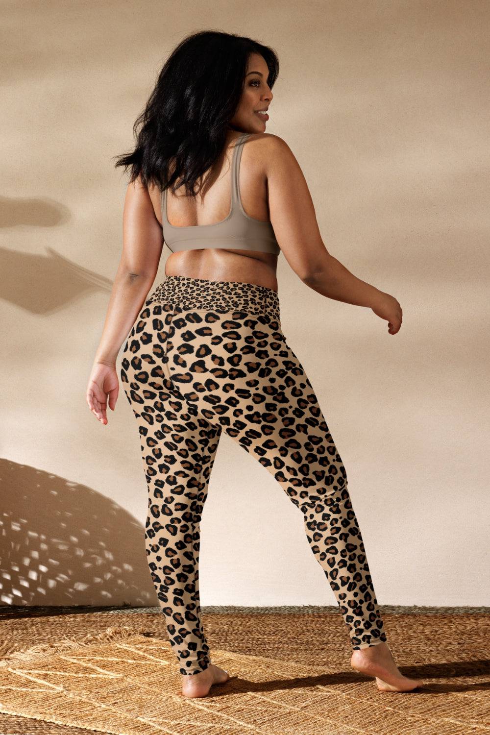 Leopard Print High Waist Fitness Pants Side Pocket Running - Temu