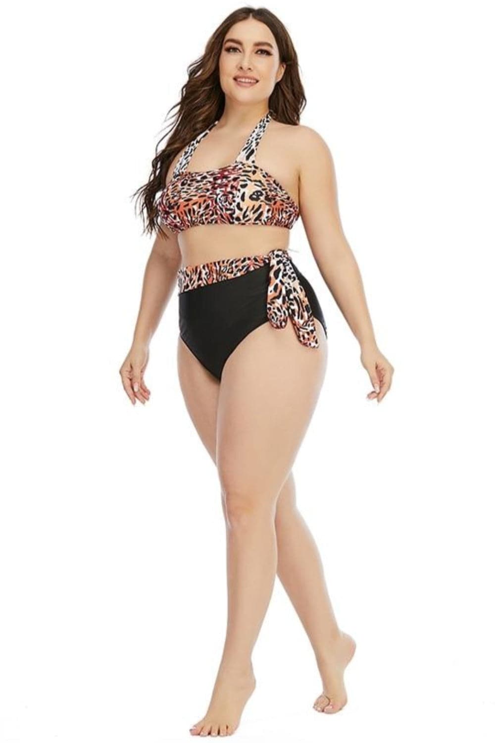 Leopard Two-Piece Plus size Tummy Control High Waist Bikini Swimsuit - TGC Boutique - Plus Size Swimsuit