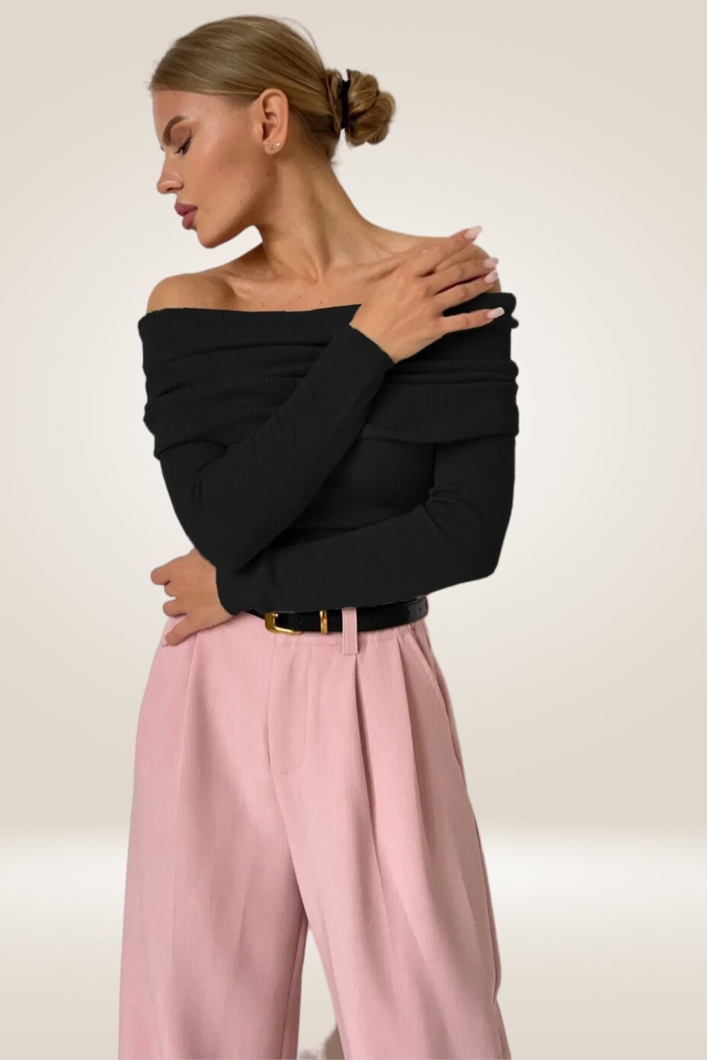Leyla Off The Shoulder Sweater - TGC Boutique - Pink Sweater