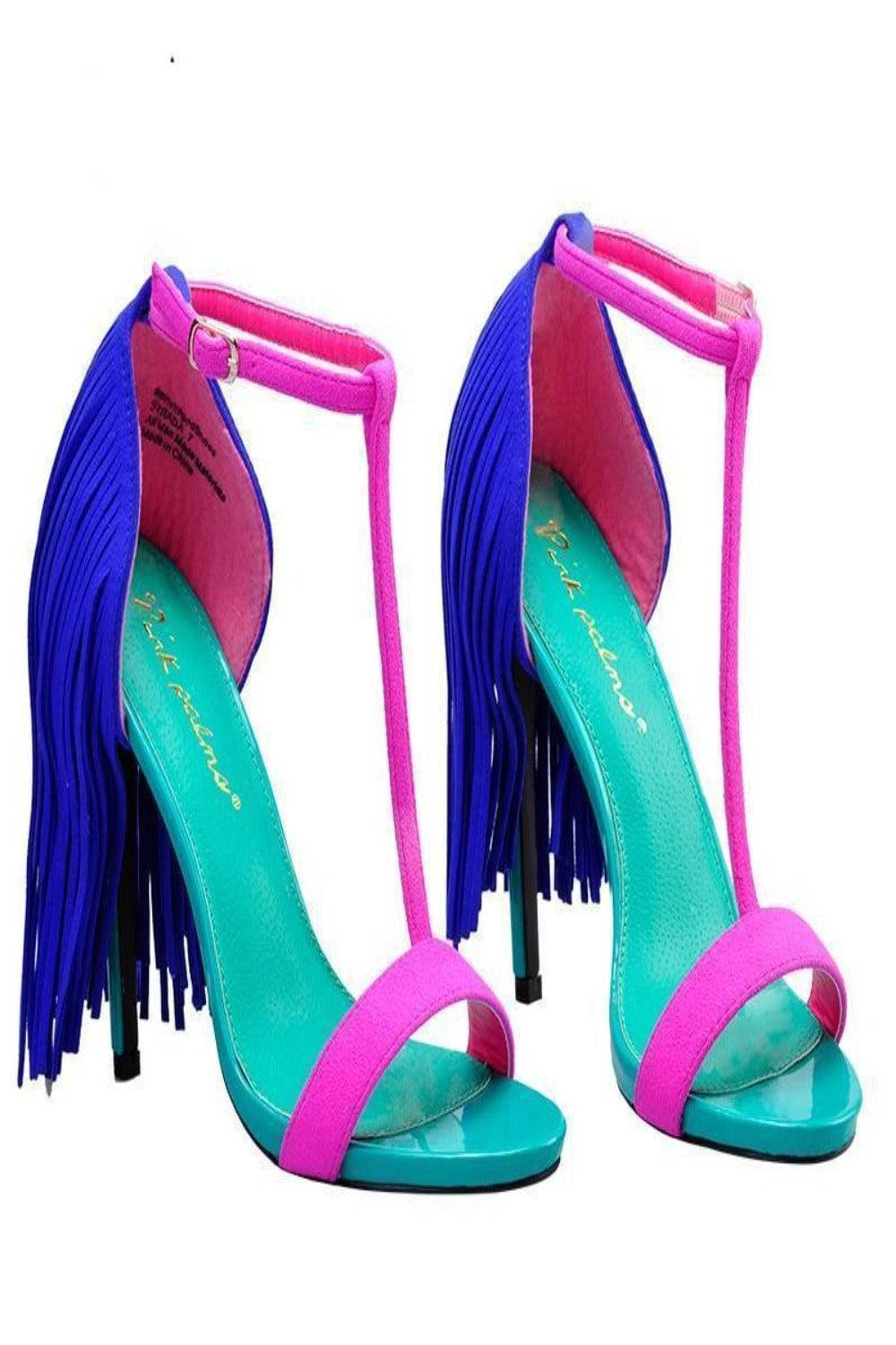 Lil Pop Blue Fringe High Heel Stiletto Sandals - TGC Boutique - High Heel Sandals