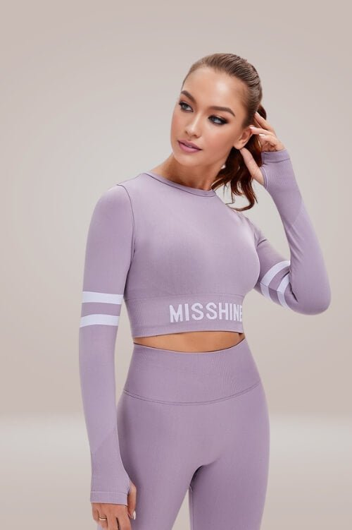 Lilac Athleisure Crop Top with Thumbholes - TGC Boutique - Active Top