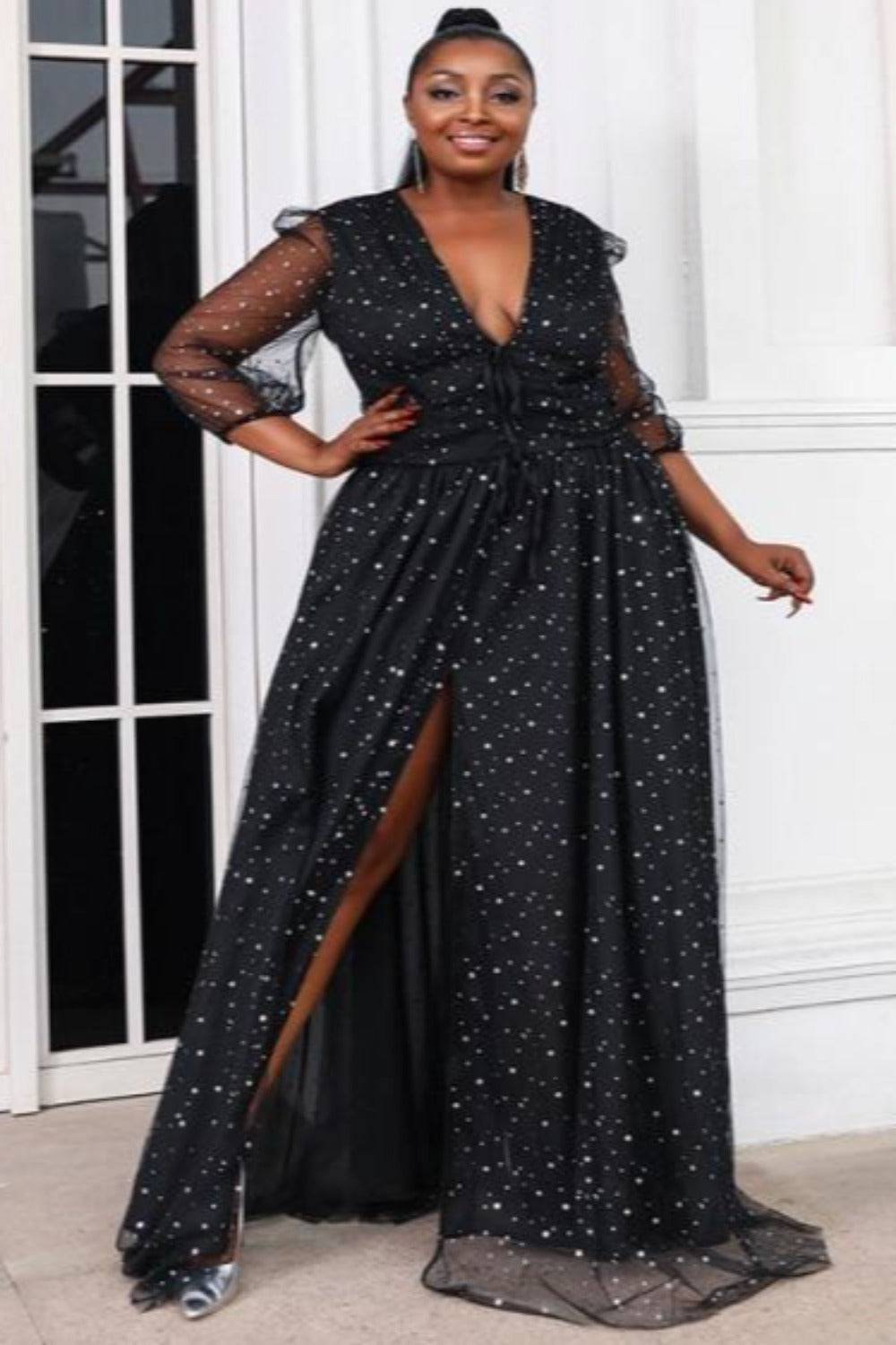 Black maxi clearance dress with stars