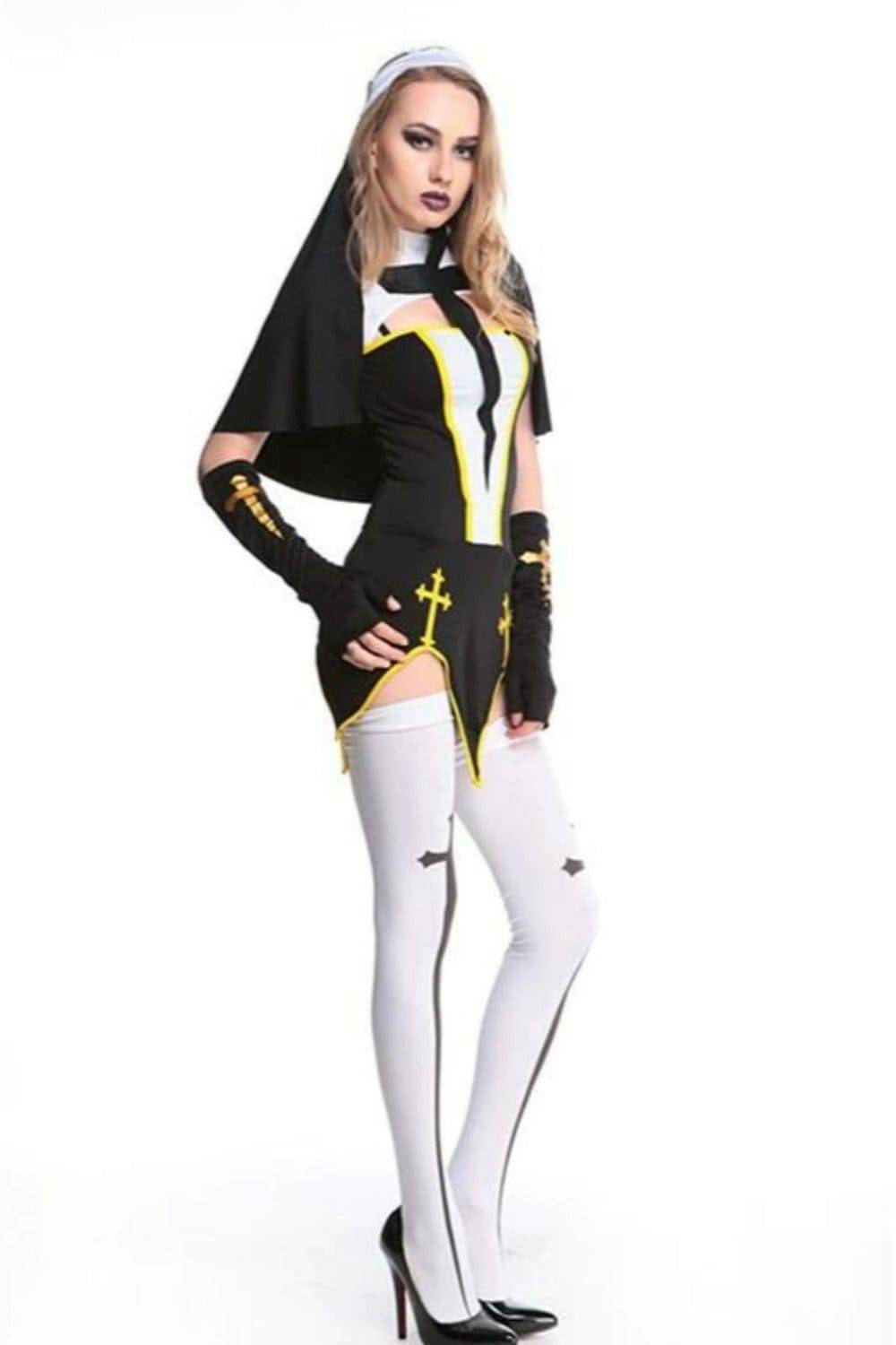Make Him Confess Sexy Nun Cosplay Costume Dress - Black Make Him Confess Sexy Nun Cosplay Costume Dress - Black