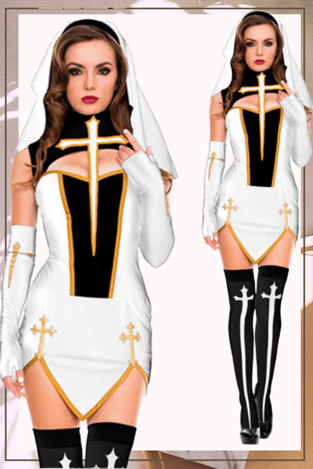 Make Him Confess Sexy Nun Cosplay Costume Dress - White Make Him Confess Sexy Nun Cosplay Costume Dress - White