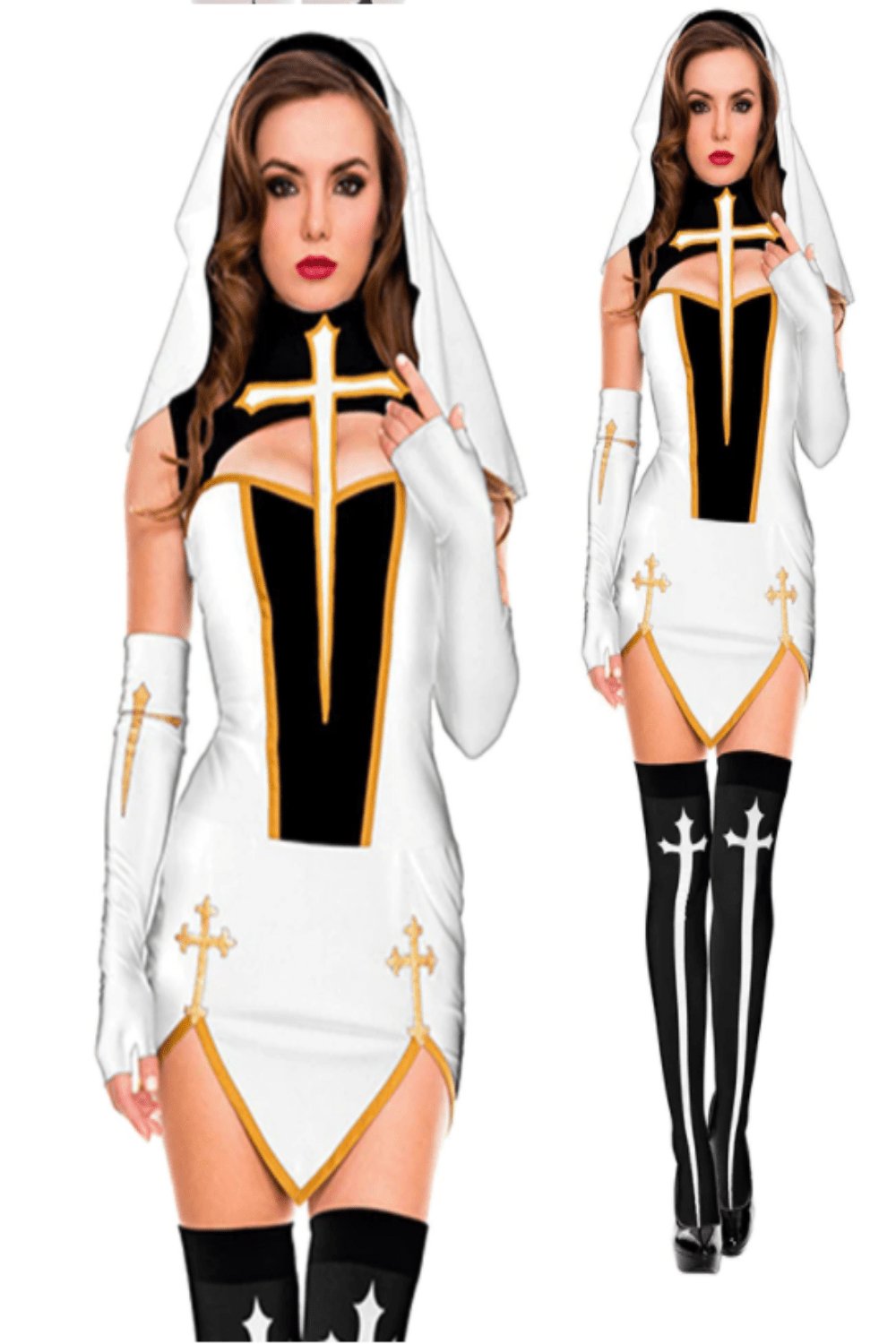 Make Him Confess Sexy Nun Cosplay Costume Dress - White, S - 3XL - TGC Boutique - Nun Costume