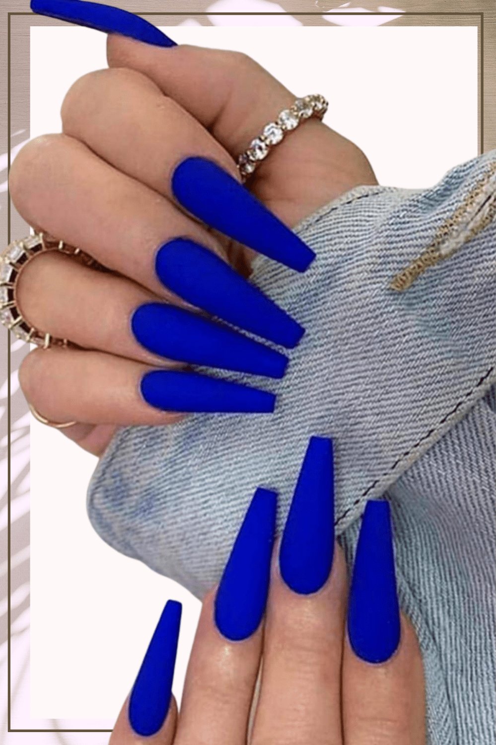 Matte Coffin Tip Blue Press On Nails