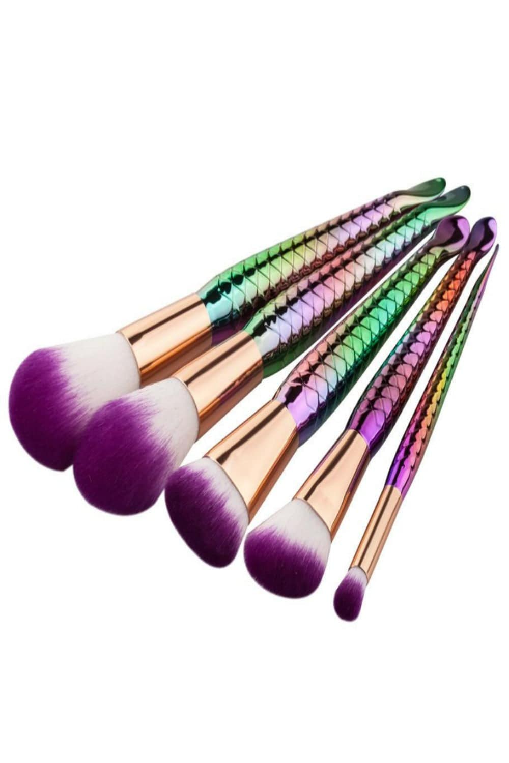 Mermaid Multicolor Makeup Brushes Set - 5 Pcs - TGC Boutique - Makeup Brush Set