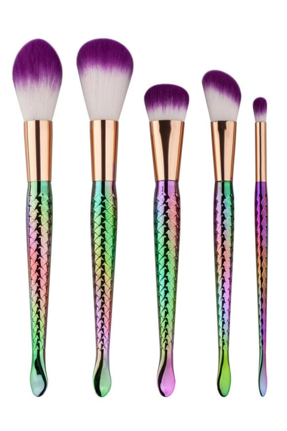 Mermaid Multicolor Makeup Brushes Set - 5 Pcs - TGC Boutique - Makeup Brush Set