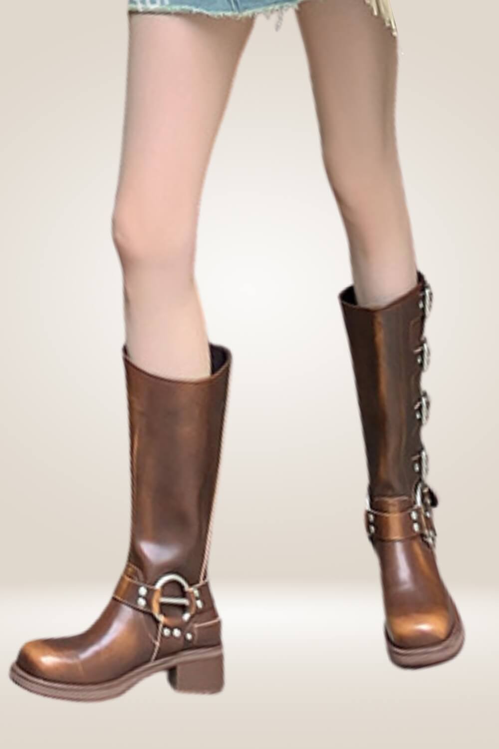 Mid Calf Brown Buckle Boots - TGC Boutique - Boots