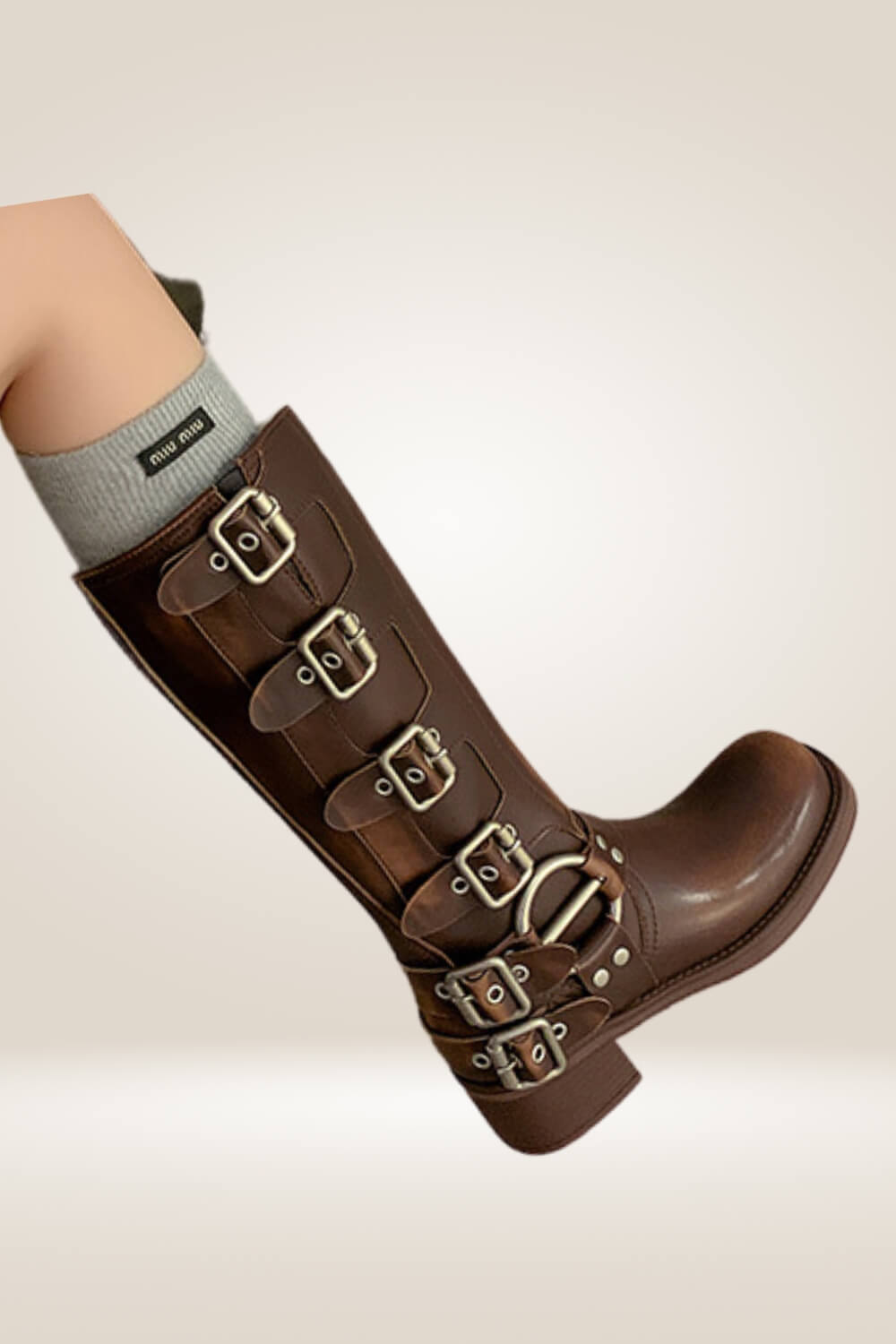 Mid Calf Brown Buckle Boots - TGC Boutique - Boots
