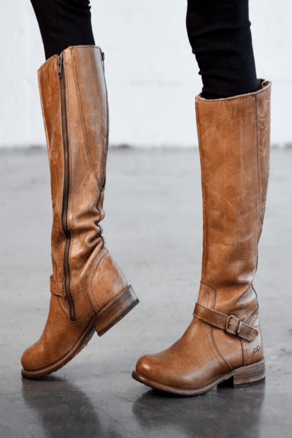 Mid-Calf High Knight Buckle Boots - TGC Boutique - Leather Boots