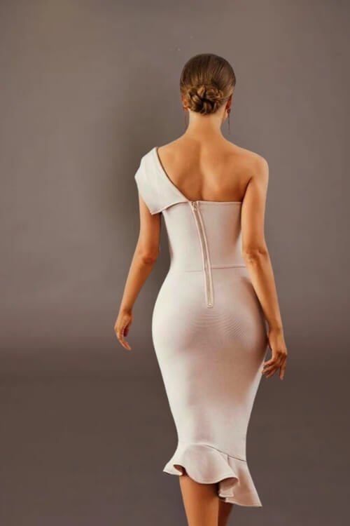 Midnight In London Asymmetric Ruffle Bodycon Dress - TGC Boutique - Bodycon Dress