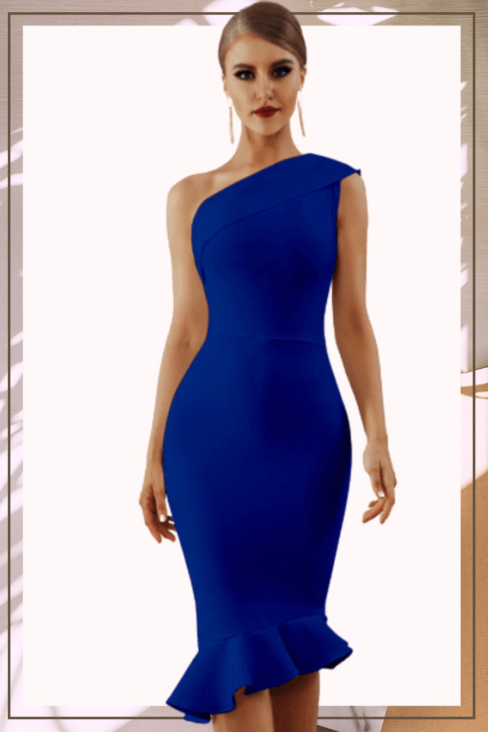 Midnight In London Ruffle Bodycon Formal Midi Dress Midnight In London Ruffle Bodycon Formal Midi Dress