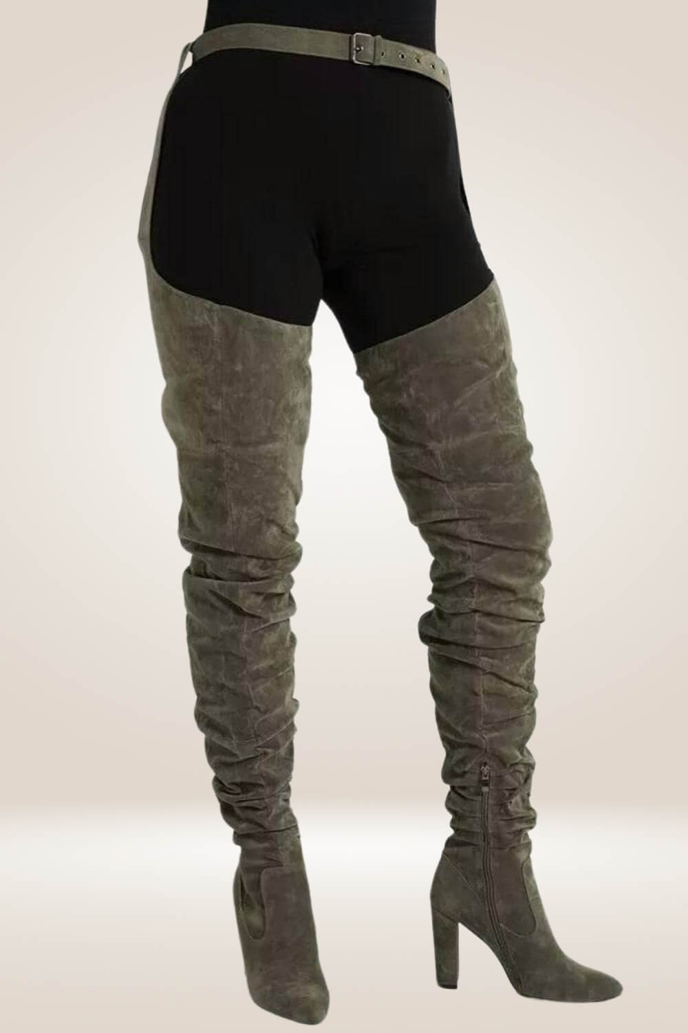 Moves Like Rihanna Green Over the Knee Suede Boots - TGC Boutique - Thigh High Boots