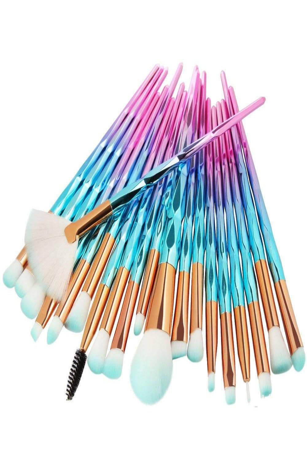 Multicolor Diamond Makeup Blending Brushes Set - 20 Pcs - TGC Boutique - Makeup Brush Set