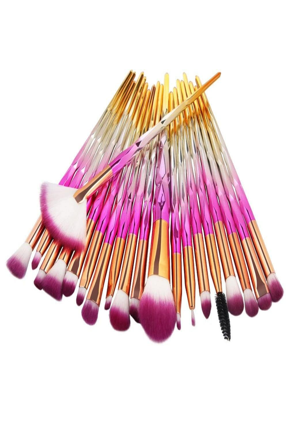 Coral Pink Vegan Nano Wool Fiber Makeup Brush Set - 15 Pcs