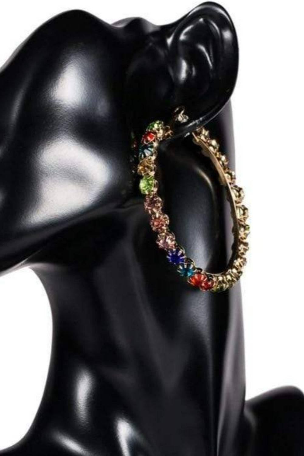 Multicolor Rhinestone Big Hoop Earrings - TGC Boutique - Earrings