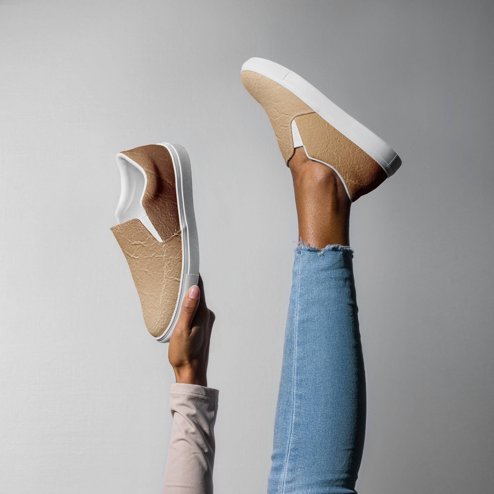 Nude Leather Print Slip On Canvas Shoes - TGC Boutique - Sneakers