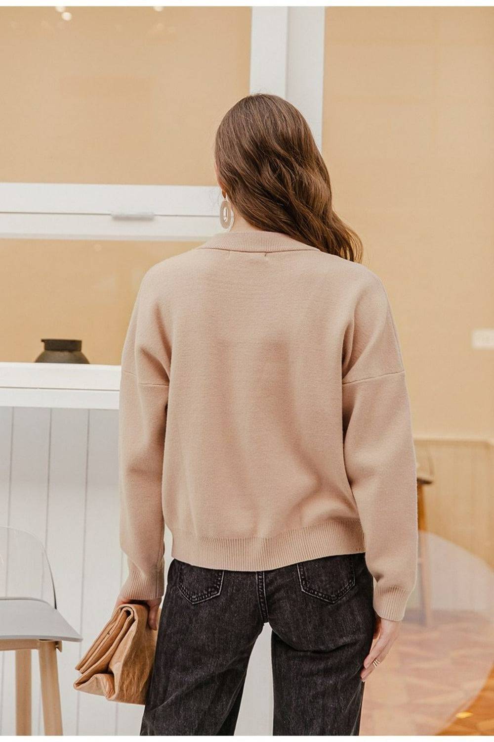 Nude Natural Knitted Casual Pullover Sweater Top - TGC Boutique - Sweater