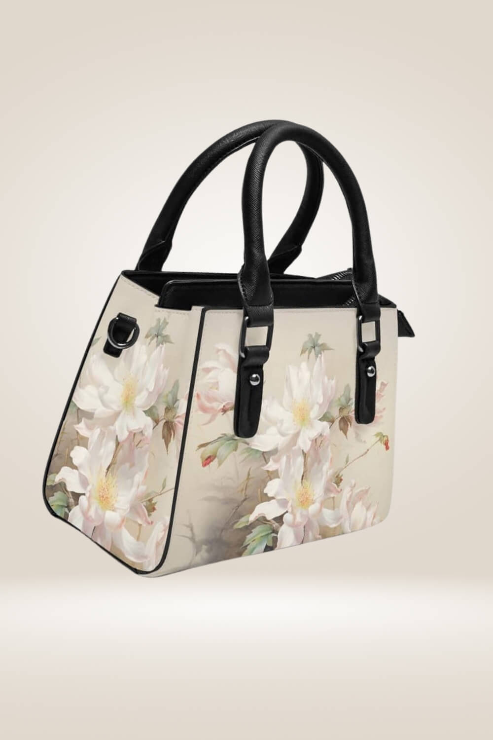 Off White Satchel Bag With Flowers - TGC Boutique - Satchel Handbag