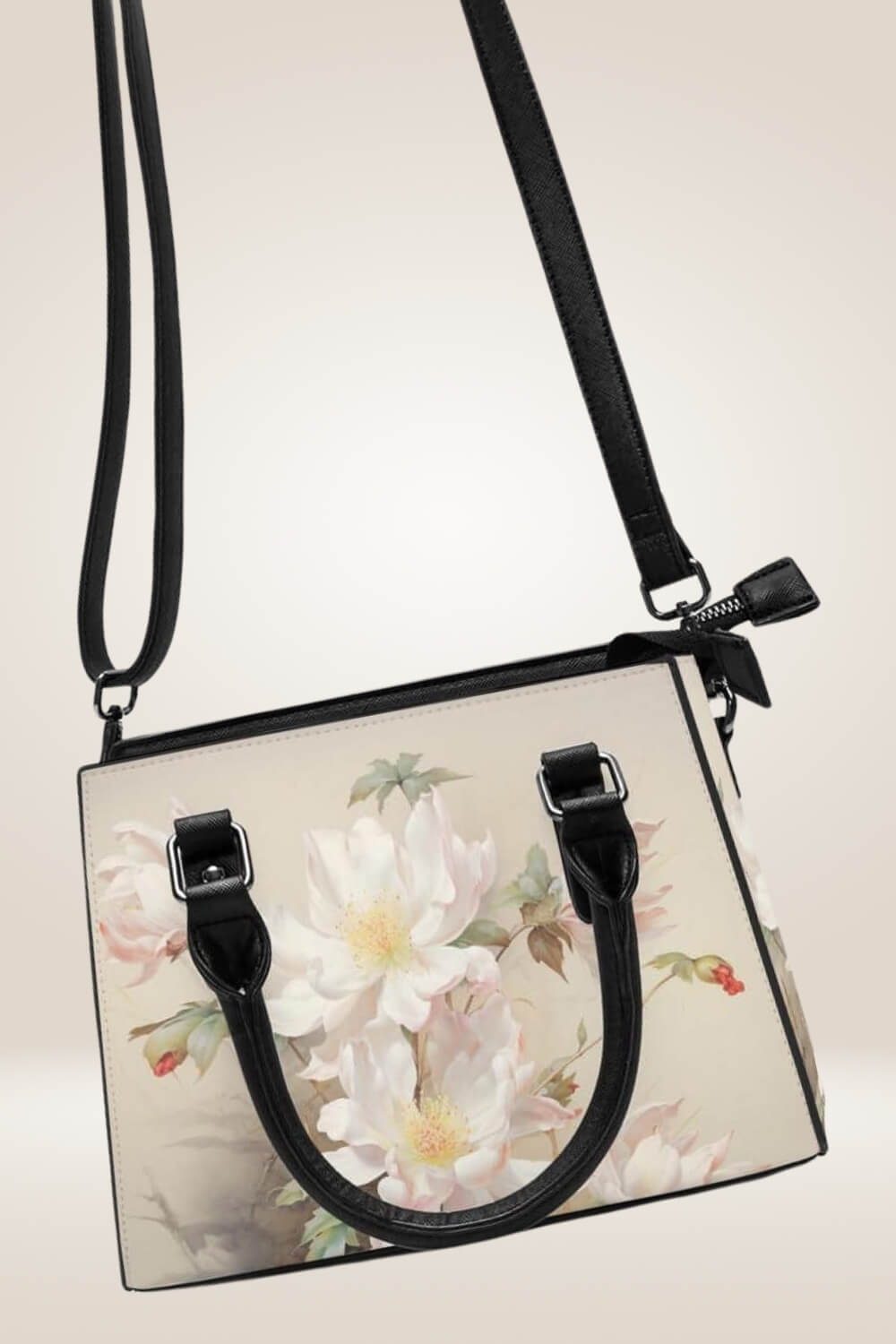 Off White Satchel Bag With Flowers - TGC Boutique - Satchel Handbag