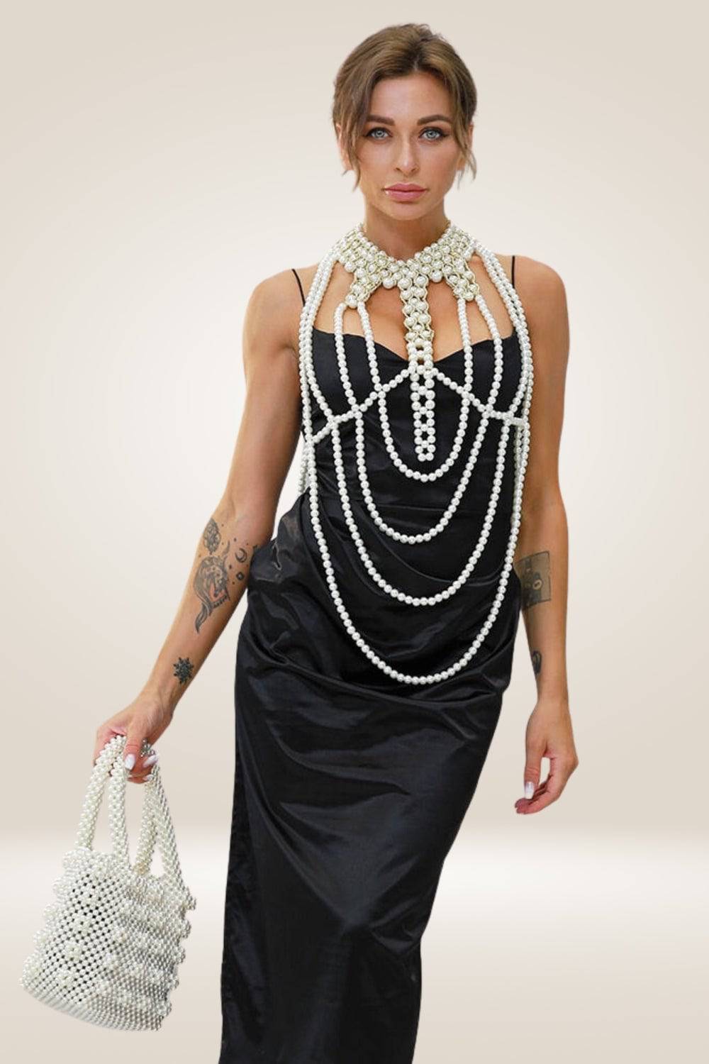 Pearl Body Chain Round Layered Long Necklaces - TGC Boutique - Body Necklace