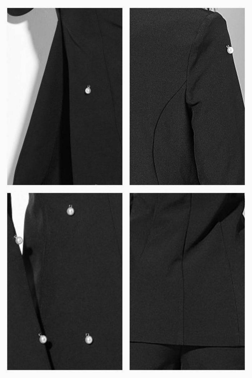 Pearl Long Sleeve Blazer& Short Pants Set - Black - TGC Boutique - 2 Piece Set
