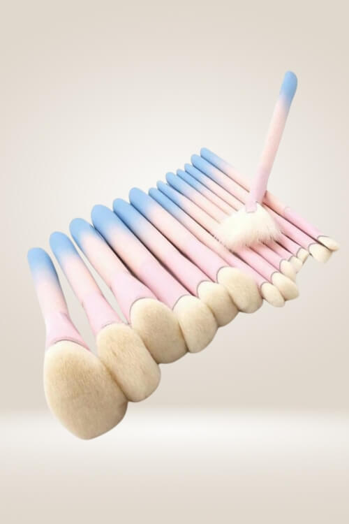 Pink And Blue Gradient Makeup Brush Set - 14 Pack - TGC Boutique - Makeup Brush Set