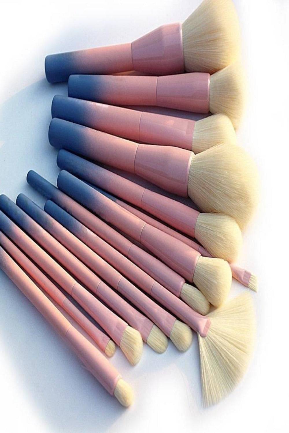 Coral Pink Vegan Nano Wool Fiber Makeup Brush Set - 15 Pcs