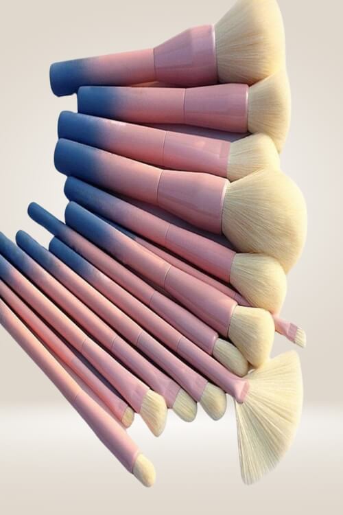 Pink And Blue Gradient Makeup Brush Set - 14 Pack - TGC Boutique - Makeup Brush Set