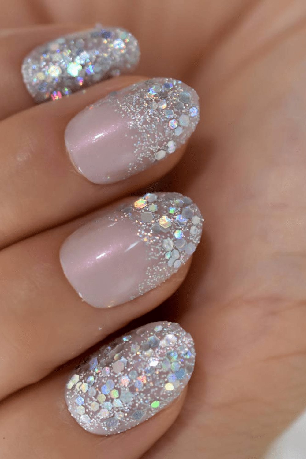Pink Glitter Oval Tip Nails with rhinestones Press On Nail Kit - TGC Boutique - Press On Nails