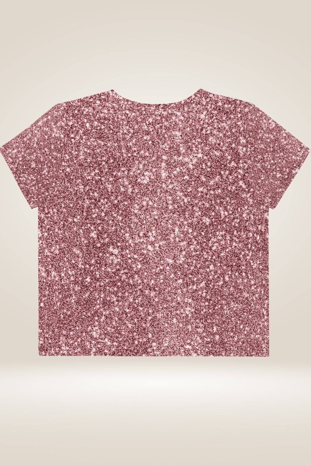 Pink Glitter Print Crop Top T Shirt - TGC Boutique - Crop Top