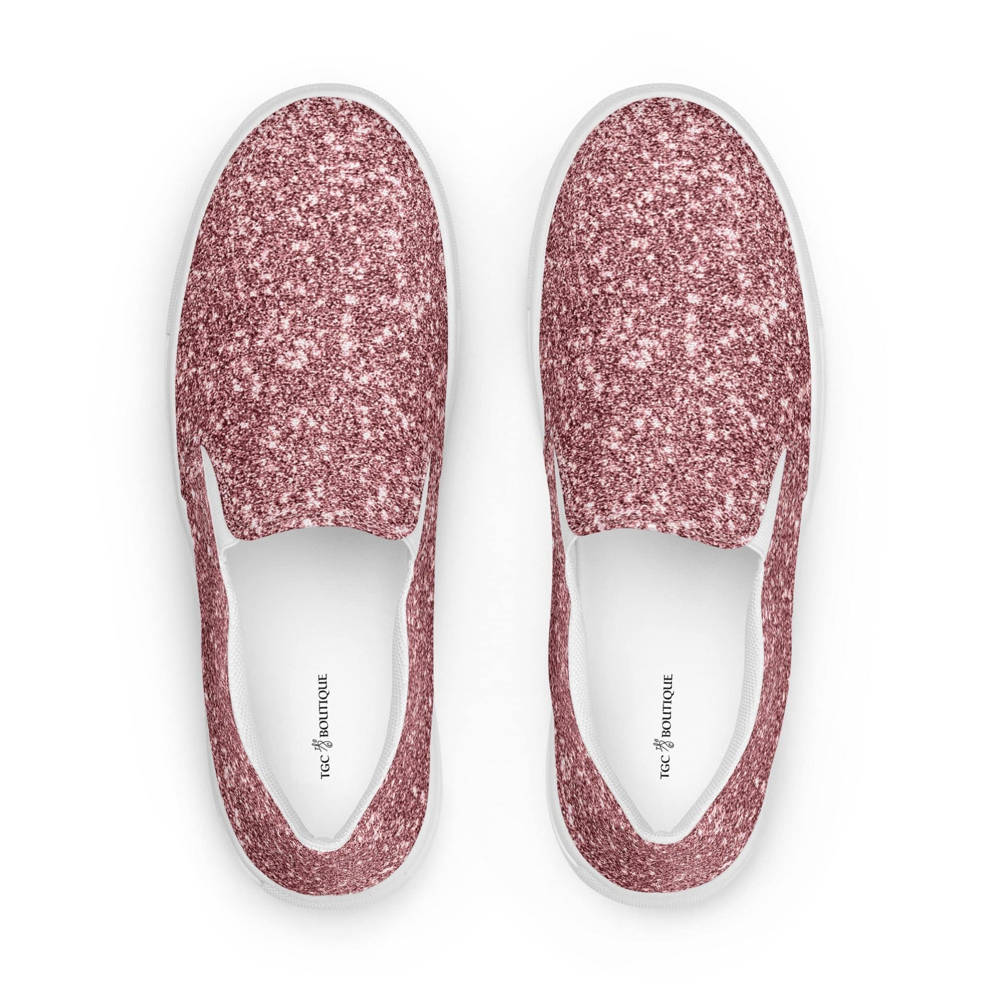 Pink Glitter Print Slip On Canvas Shoes - TGC Boutique - Canvas Shoes
