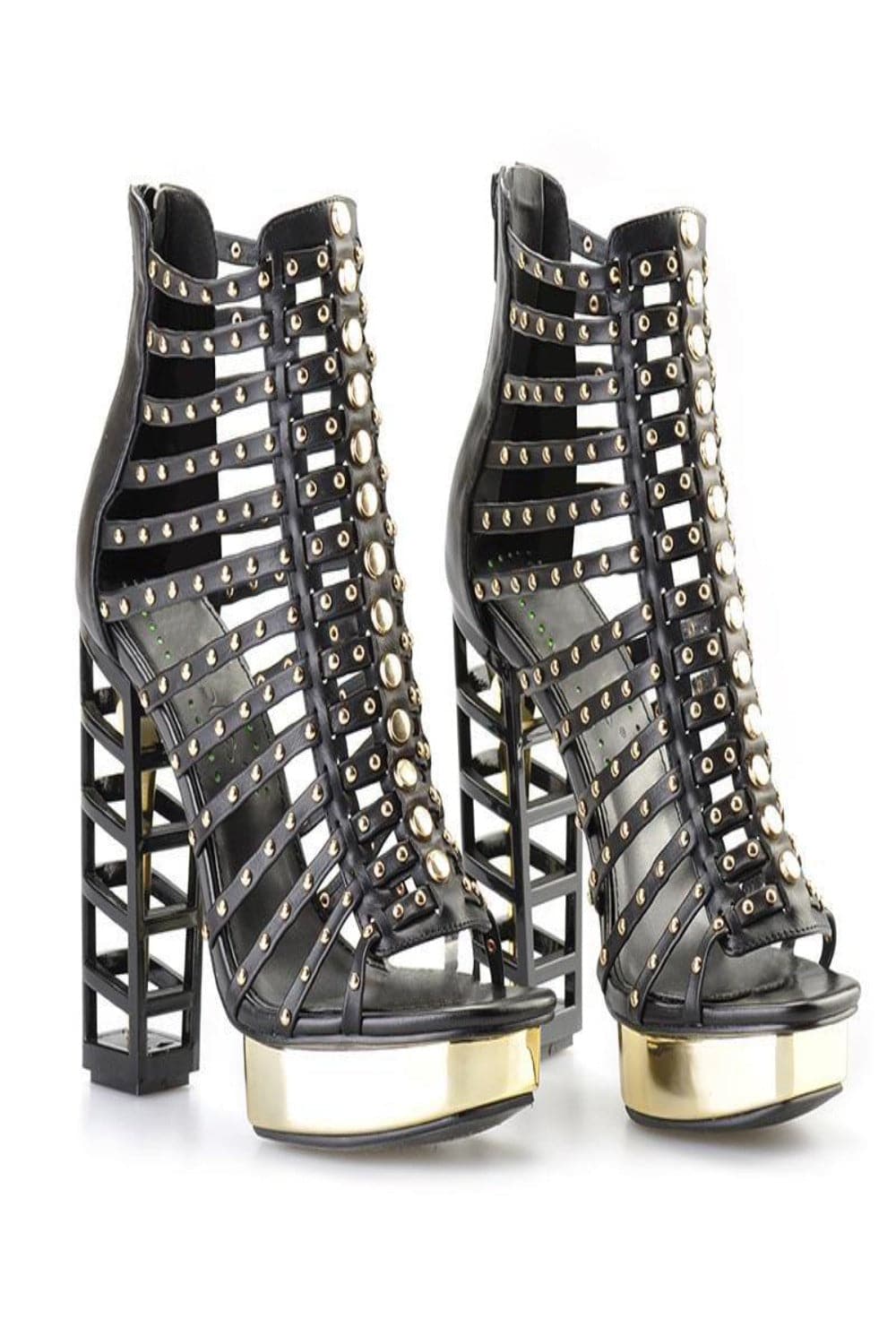 Platform High Heel Studded Ankle Boots - Black - TGC Boutique - Shoes