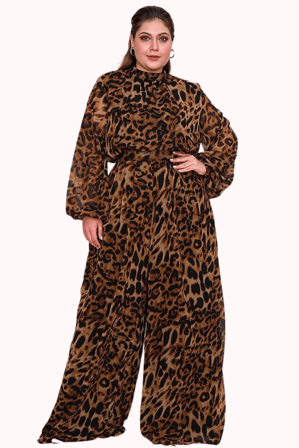 Plus Size Leopard Wide Leg Palazzo Pants - TGC Boutique - Pants