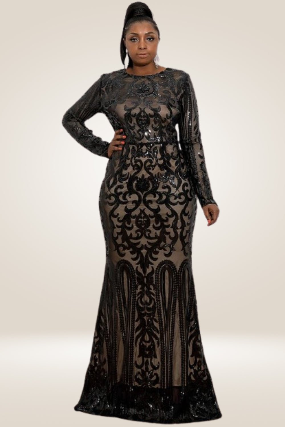 Plus Size Maxi Black Sequin Dress - TGC Boutique - Plus Size Dress