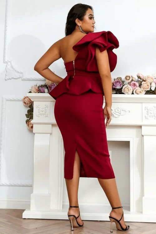 Amelia Wine Red Ruffle Bodycon Dress - TGC Boutique Amelia Wine Red Ruffle Bodycon Dress - TGC Boutique