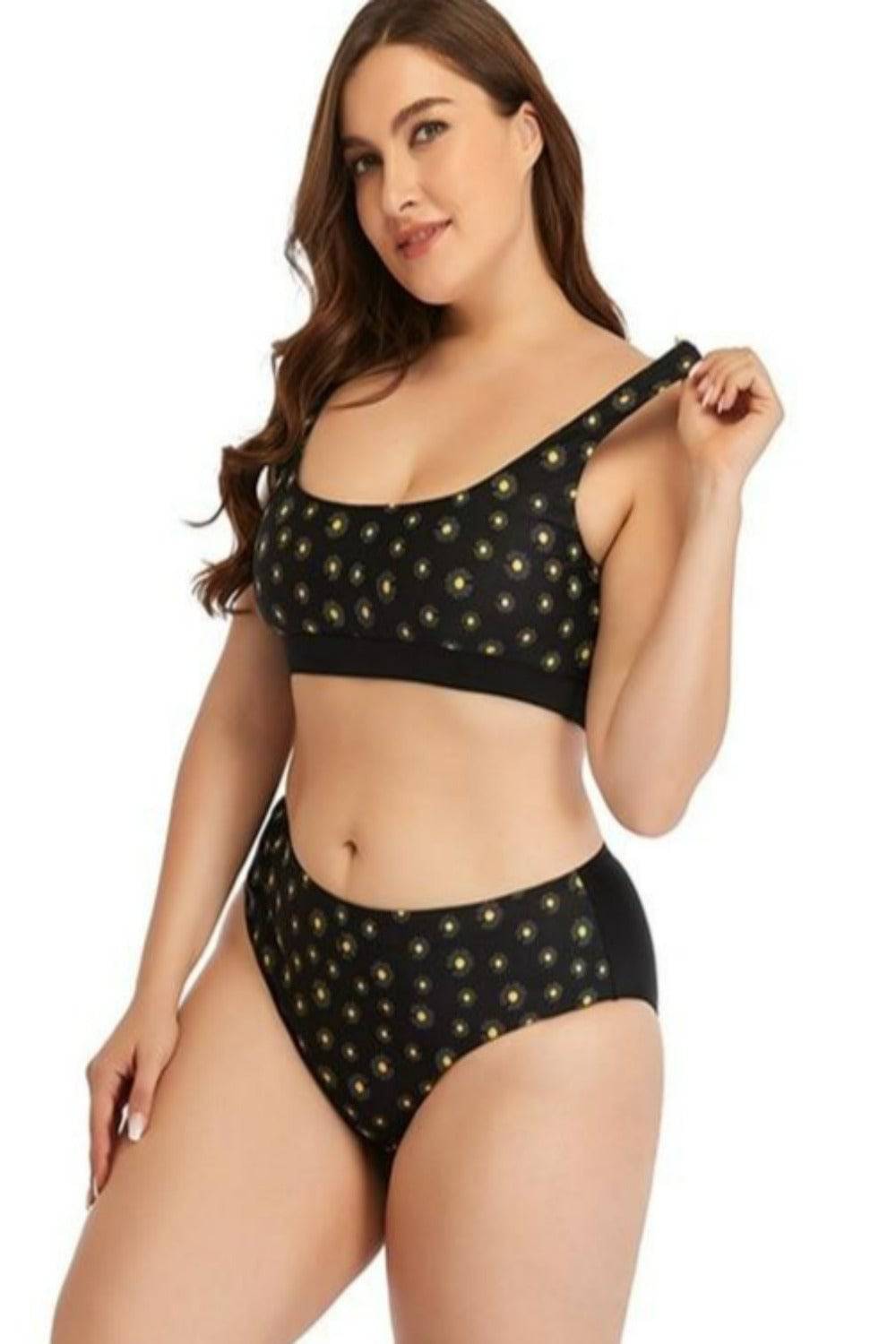 Polka Dot High Waisted Two-Piece Plus Size Bikini Swimsuit - TGC Boutique - Plus Size Swimsuit