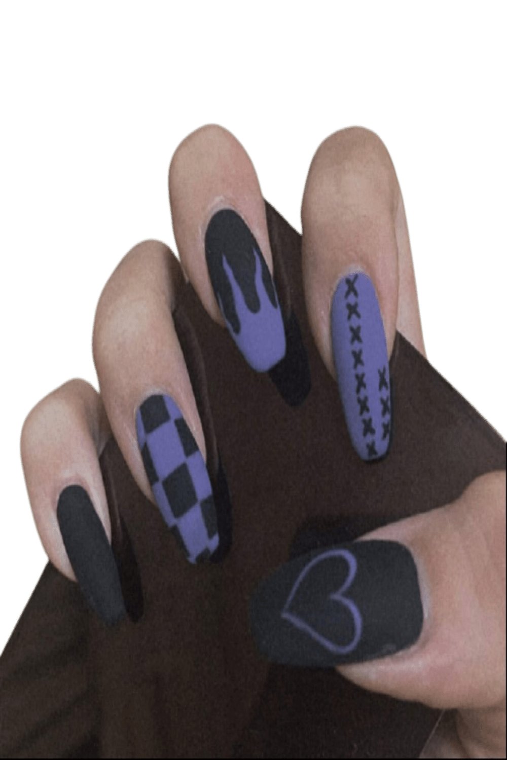Press On Nails Black And Purple Matte Coffin Nail Kit - TGC Boutique - Press On Nails