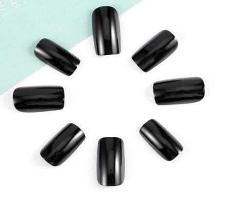 Press On Nails Black Glossy Coffin Nail Kit - TGC Boutique - Press On Nails