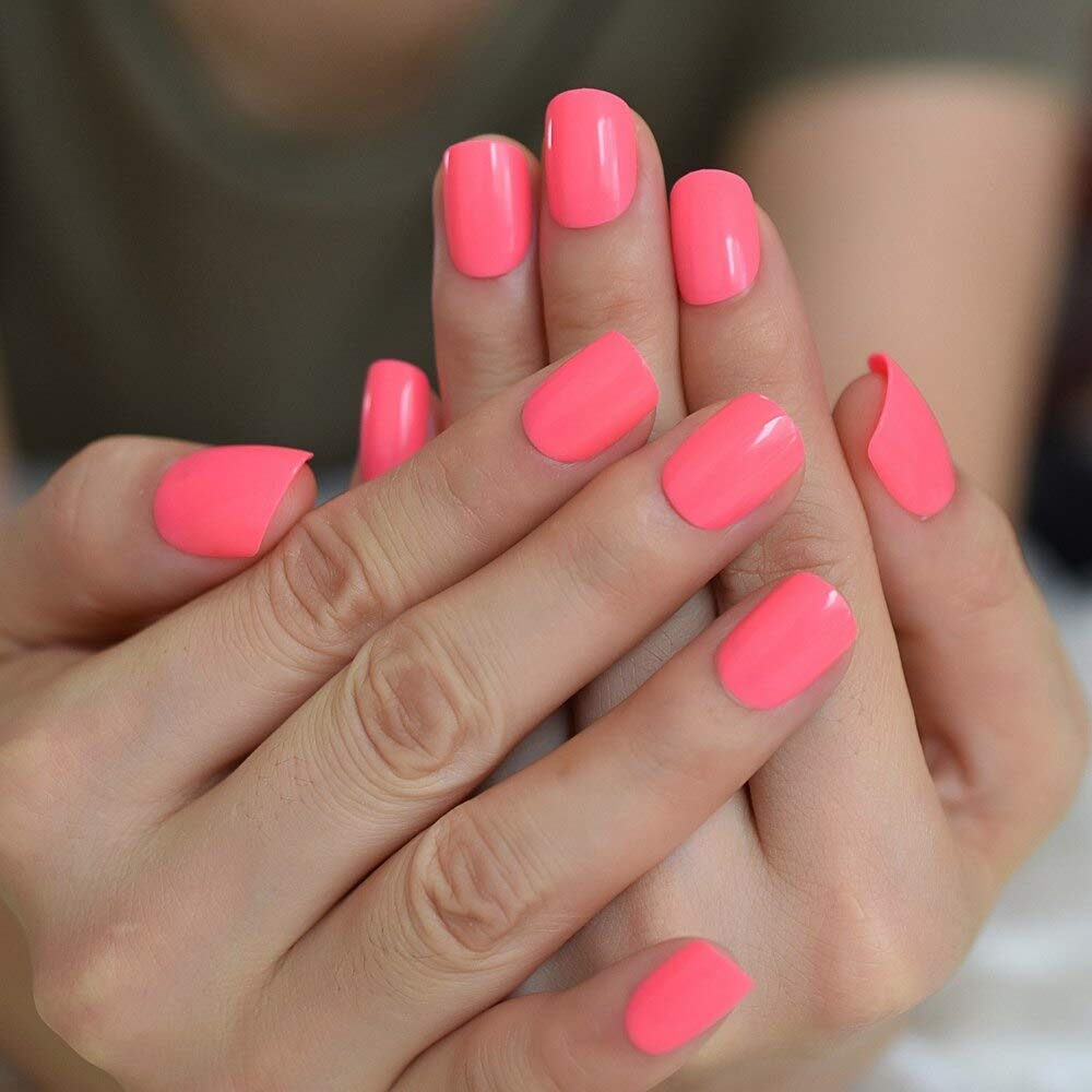 Press On Nails Bright Pink Glossy Square Nail Kit - TGC Boutique - Press On Nails