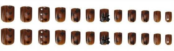 Press On Nails Brown Glossy 3D Coffin Star Nail Kit - TGC Boutique - Press On Nails
