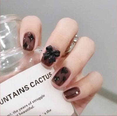 Press On Nails Brown Glossy 3D Coffin Star Nail Kit - TGC Boutique - Press On Nails