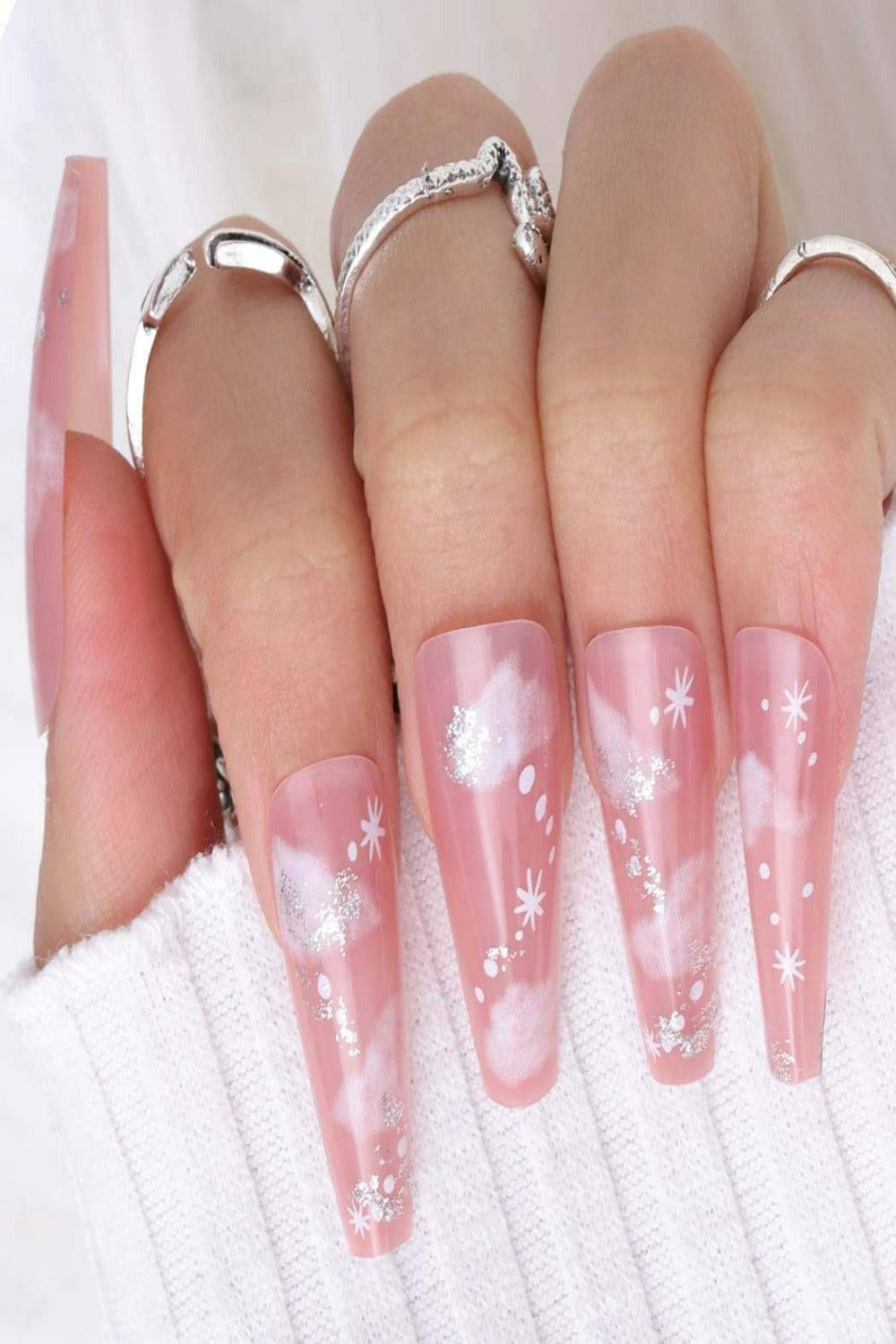 Press On Nails Cloud Glossy Ombre Coffin Nail Kit - TGC Boutique - Press On Nails