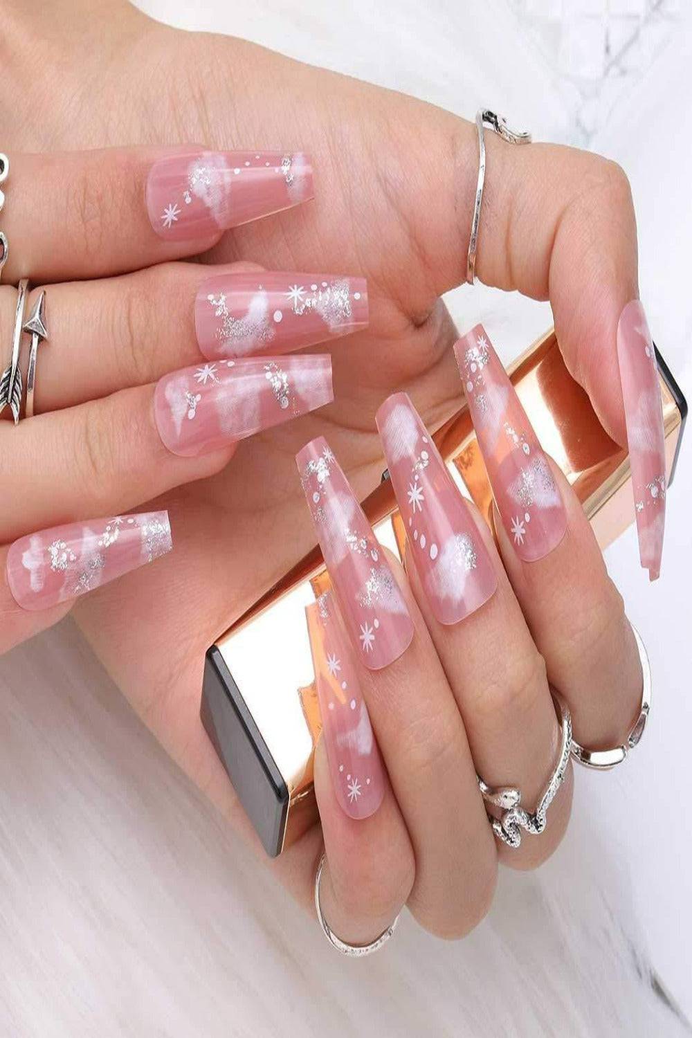 Press On Nails Cloud Glossy Ombre Coffin Nail Kit - TGC Boutique - Press On Nails