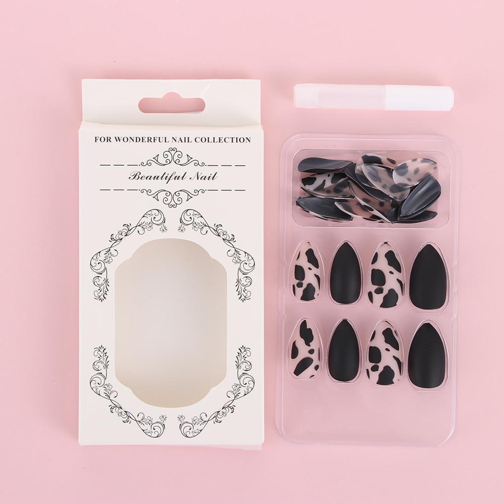 Press On Nails Gradient Matte Glossy Neon String Art Coffin Nail Kit - TGC Boutique - Press On Nails