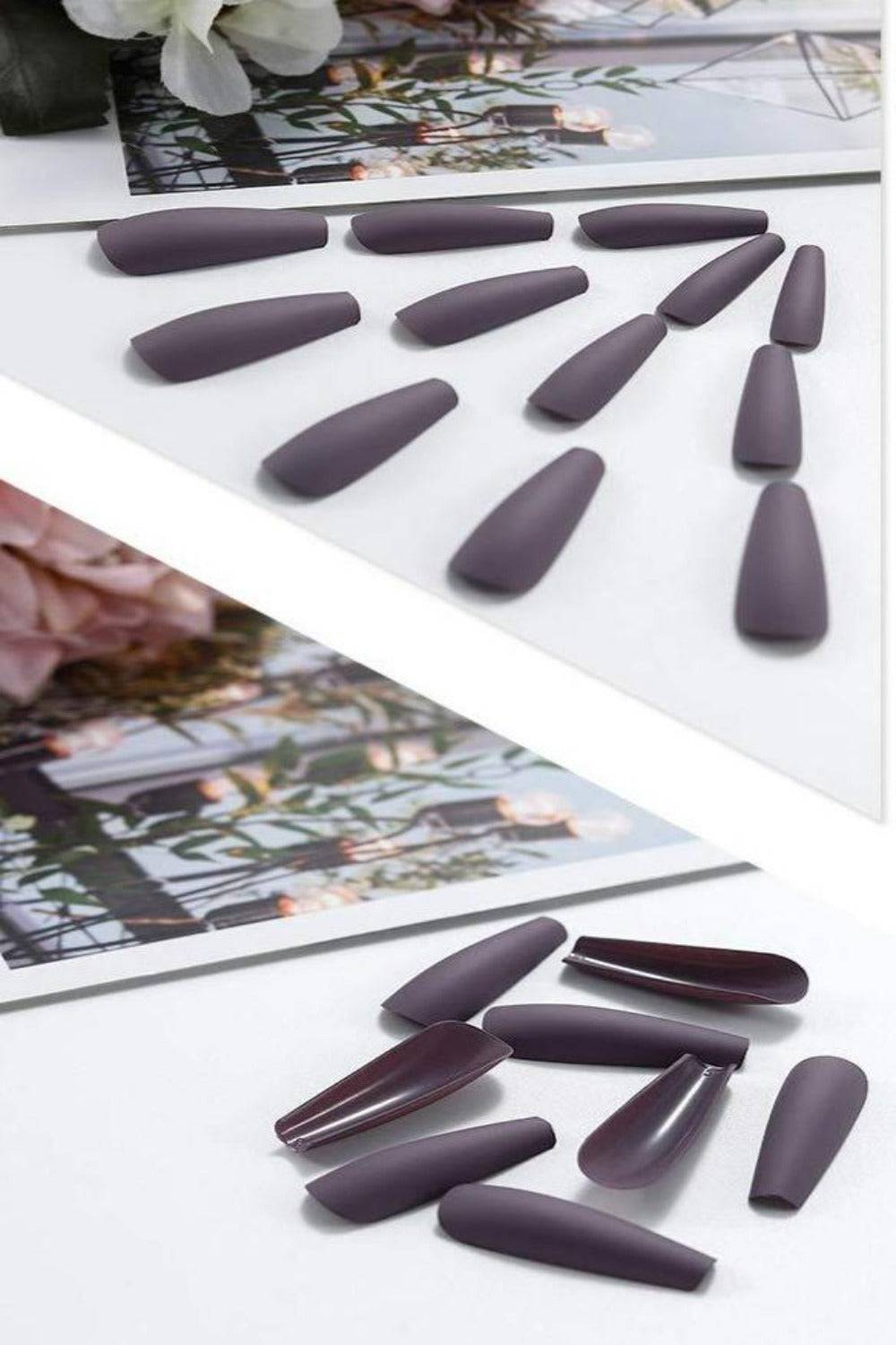 Press On Nails Long Matte Coffin Tip False Nail Kit - Lilac Purple - TGC Boutique - Press On Nails